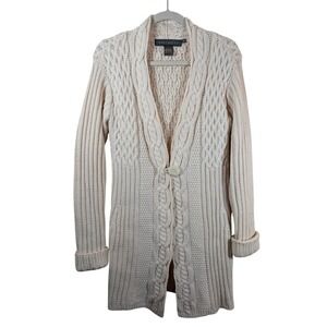 Inis Crafts Merino Wool Aran Cable Knit Cardigan Sweater Women S Cream Ireland